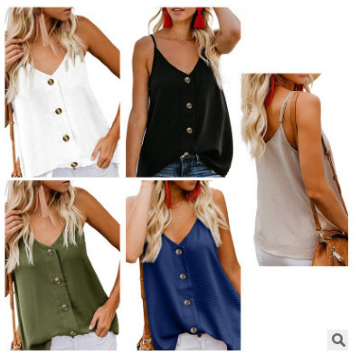 Haut pour femmes avec détail de bouton et bretelles spaghetti réglables Chic & Stil