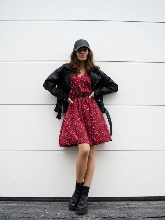 Casual dress for women with V-neck and puff sleeves Lune London
