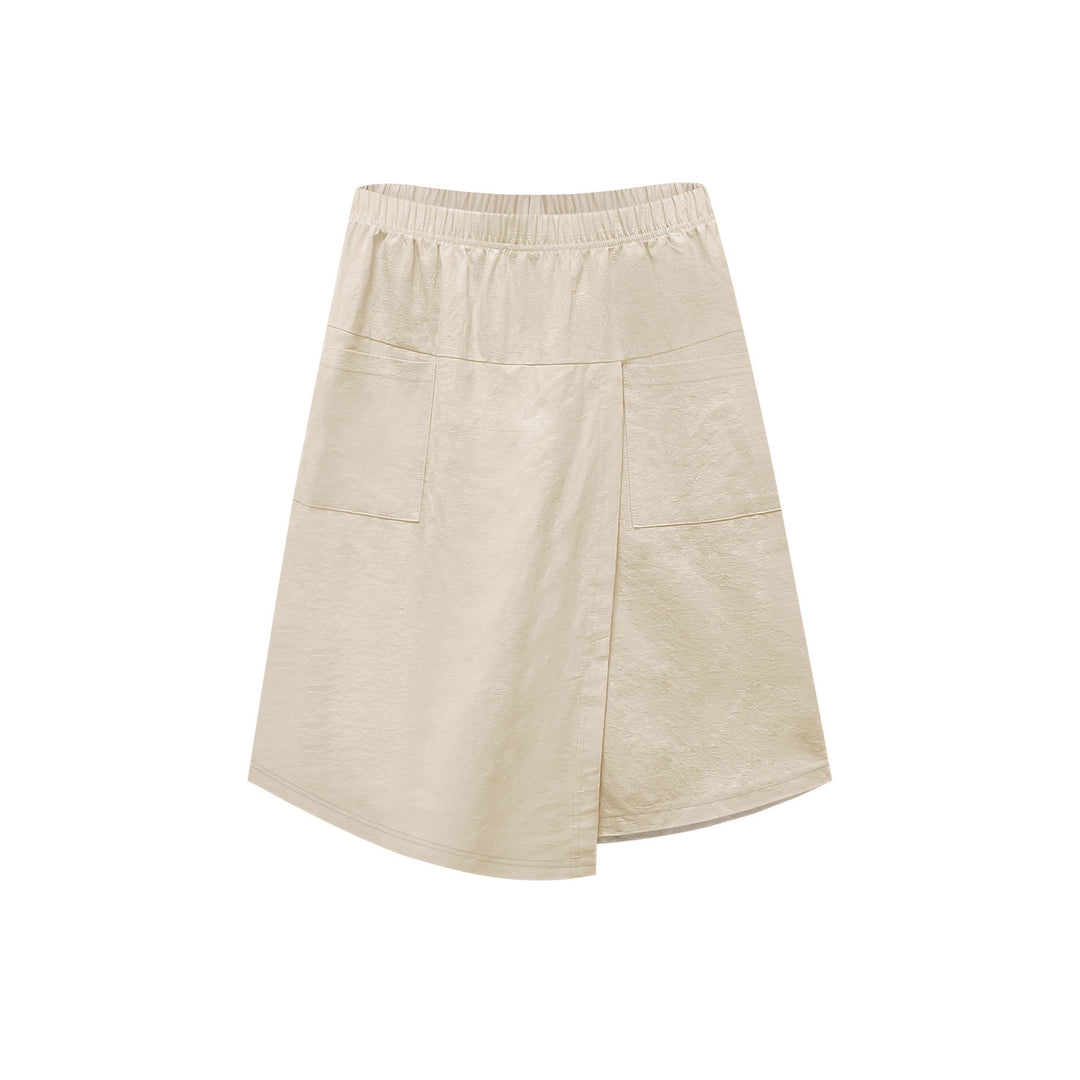 Mid-length wrap skirt for women with elastic waist and practical pockets Chic und Stil
