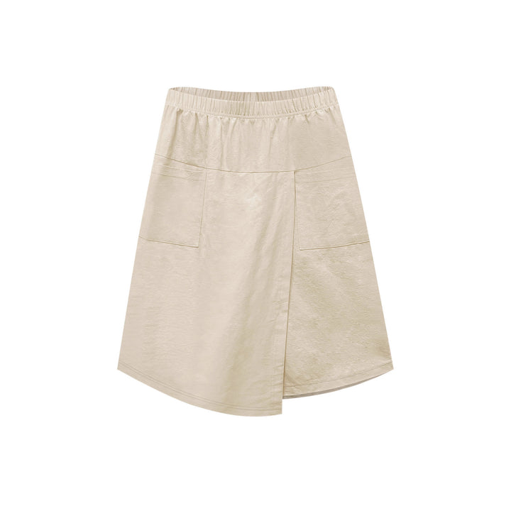 Mid-length wrap skirt for women with elastic waist and practical pockets Chic und Stil