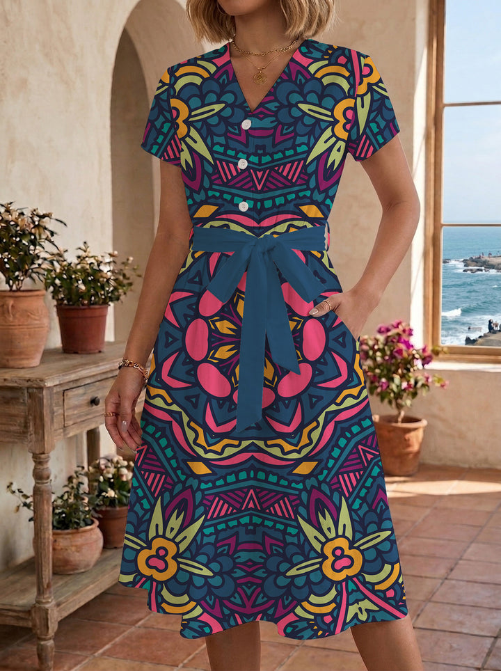 Women’s midi dress with floral design and comfortable fit Lune London