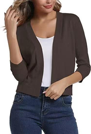 Ladies casual cardigan with open front and 3/4 sleeves Lune London