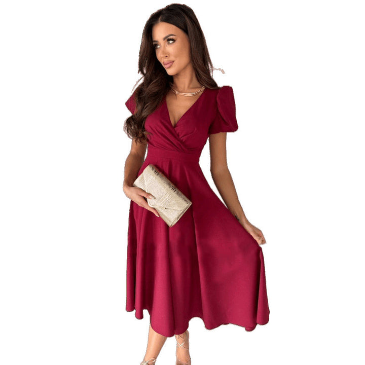 Elegant A-line midi dress for women with soft pleats Lune London