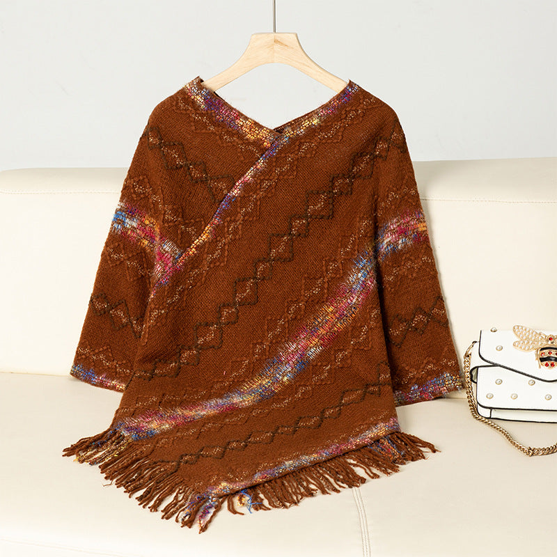Elegant oversized sweater for women with fringe hem and unique pattern Lune London