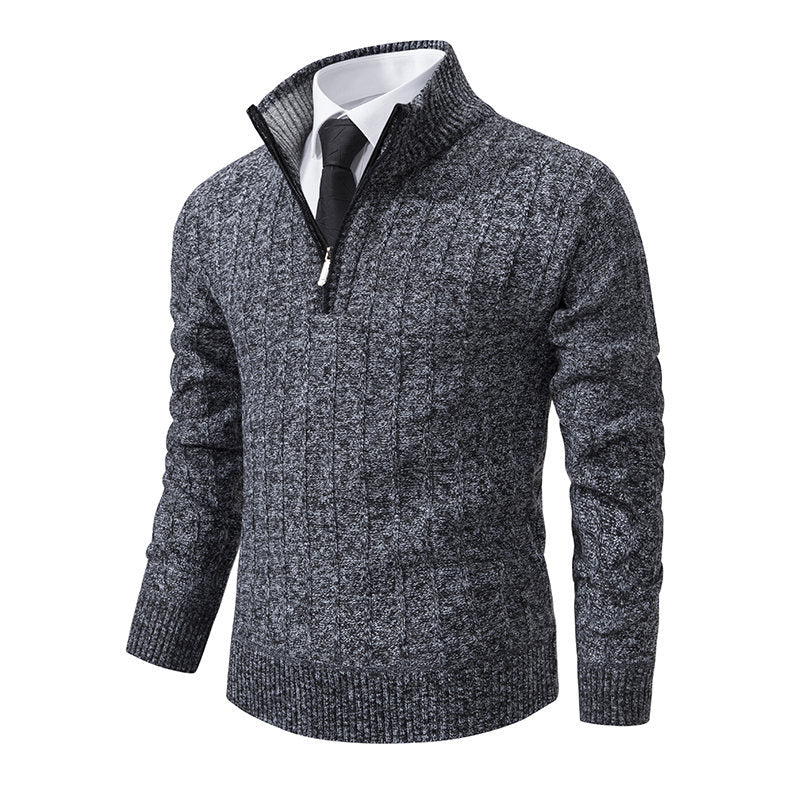 Men's elegant knitted sweater with half-zip Lune London