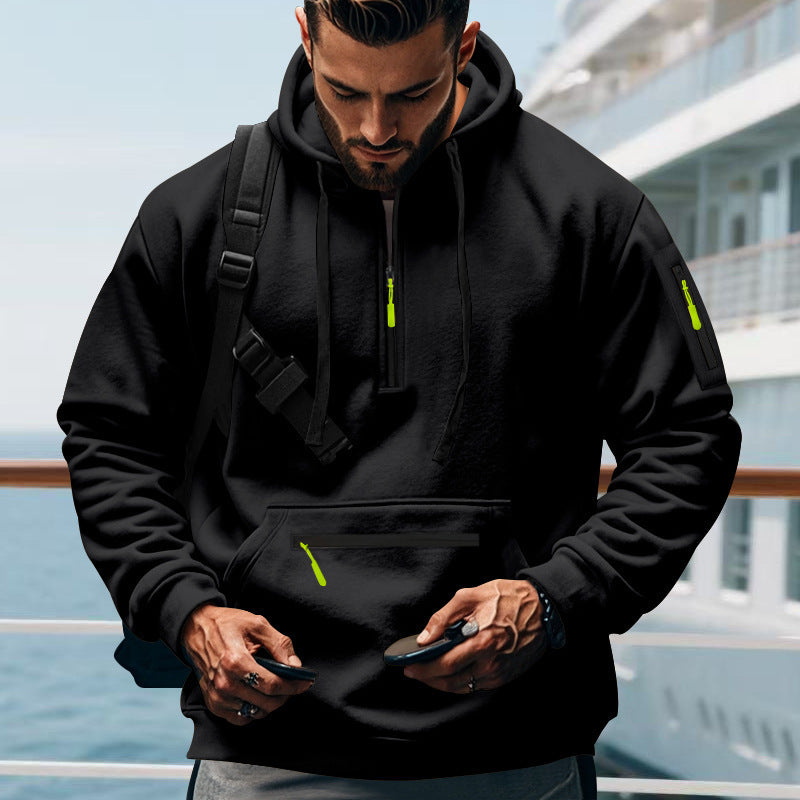 Men's sporty hoodie with zipper and practical pockets Lune London
