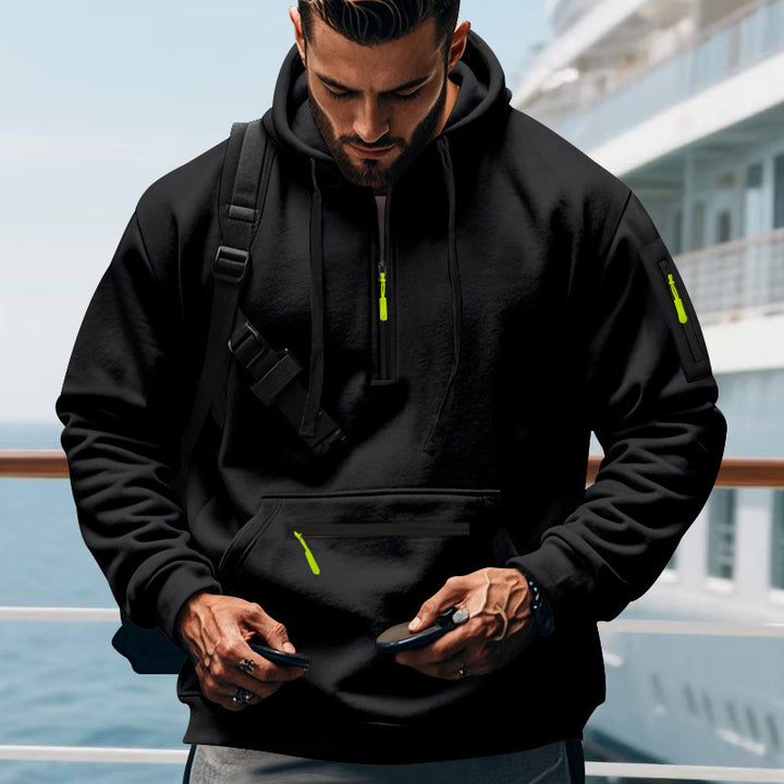 Men's sporty hoodie with zipper and practical pockets Lune London