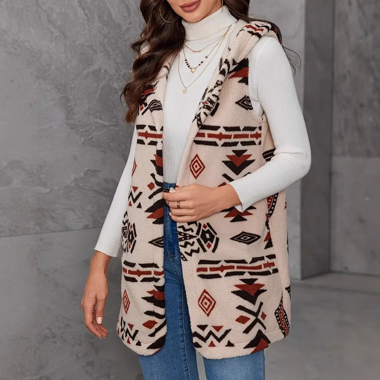 Ladies Elegant and comfortable plush vest with ethnic pattern Lune London