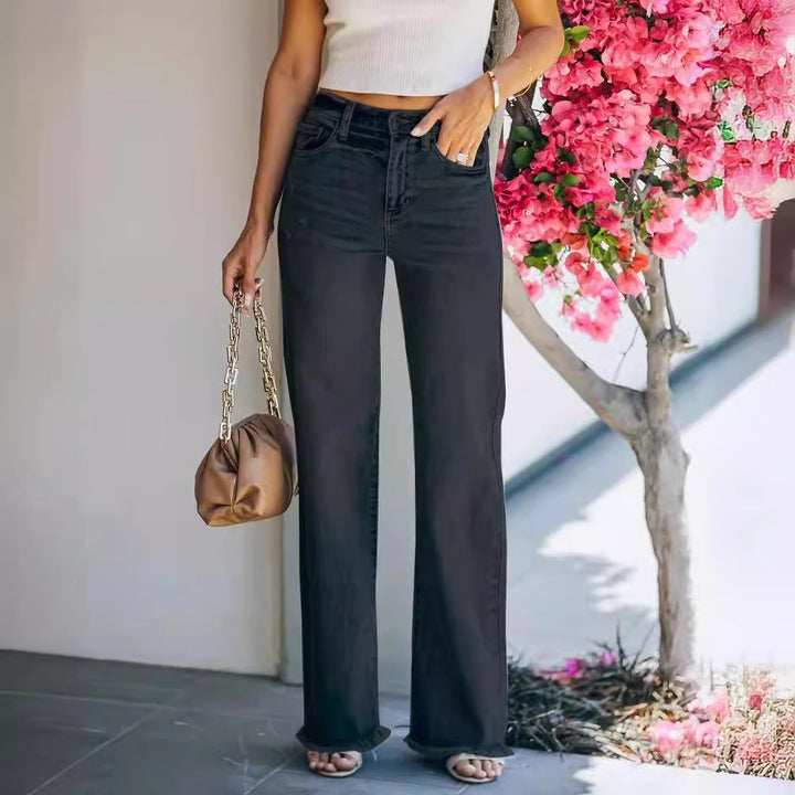 Flared jeans for women with frayed hem Lune London