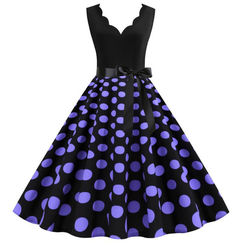 Robe midi demi-durée pour femmes avec motif à pois classique et silhouette cintrée Chic & Stil