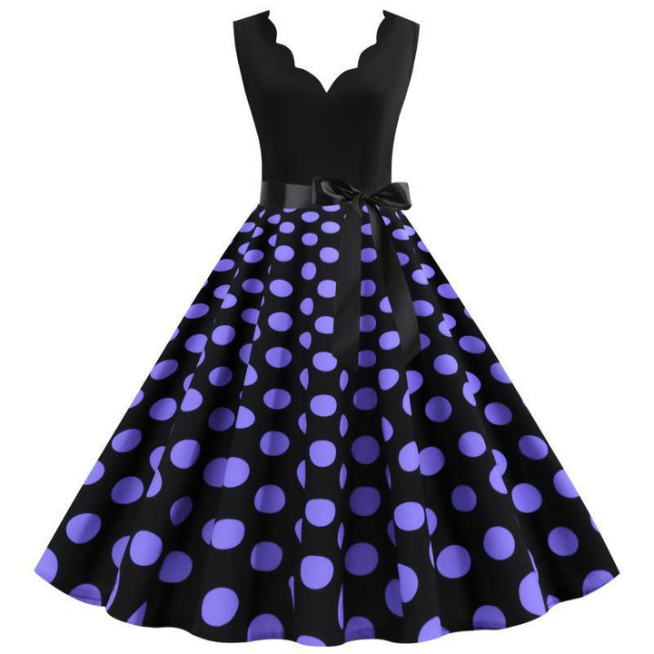 Robe midi demi-durée pour femmes avec motif à pois classique et silhouette cintrée Chic & Stil