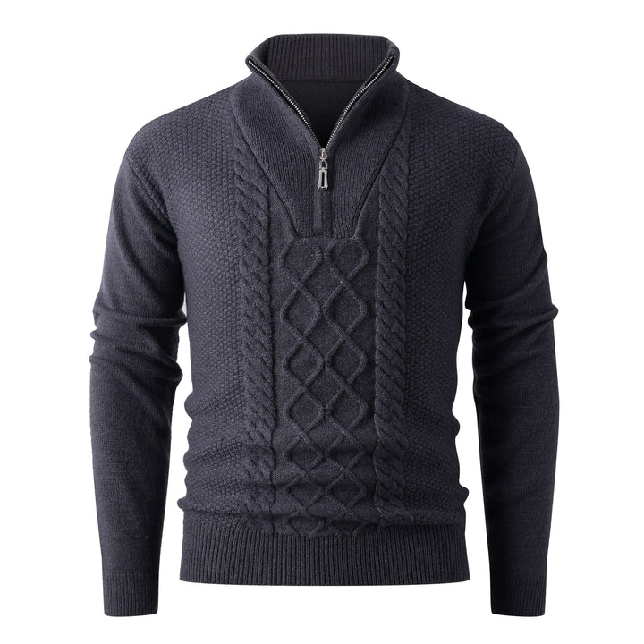 Men's Elegant Knit Sweater with High Collar and Zip Lune London