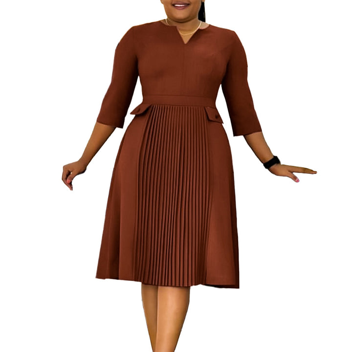 Ladies Elegant Midi Pleated Dress Lune London