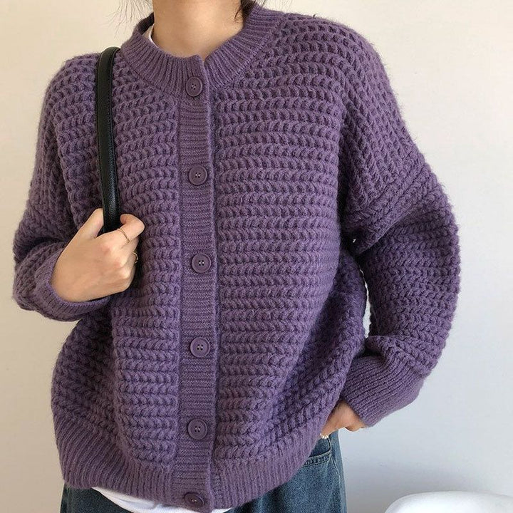 Thick knit jacket for women with button details and oversized cut Lune London