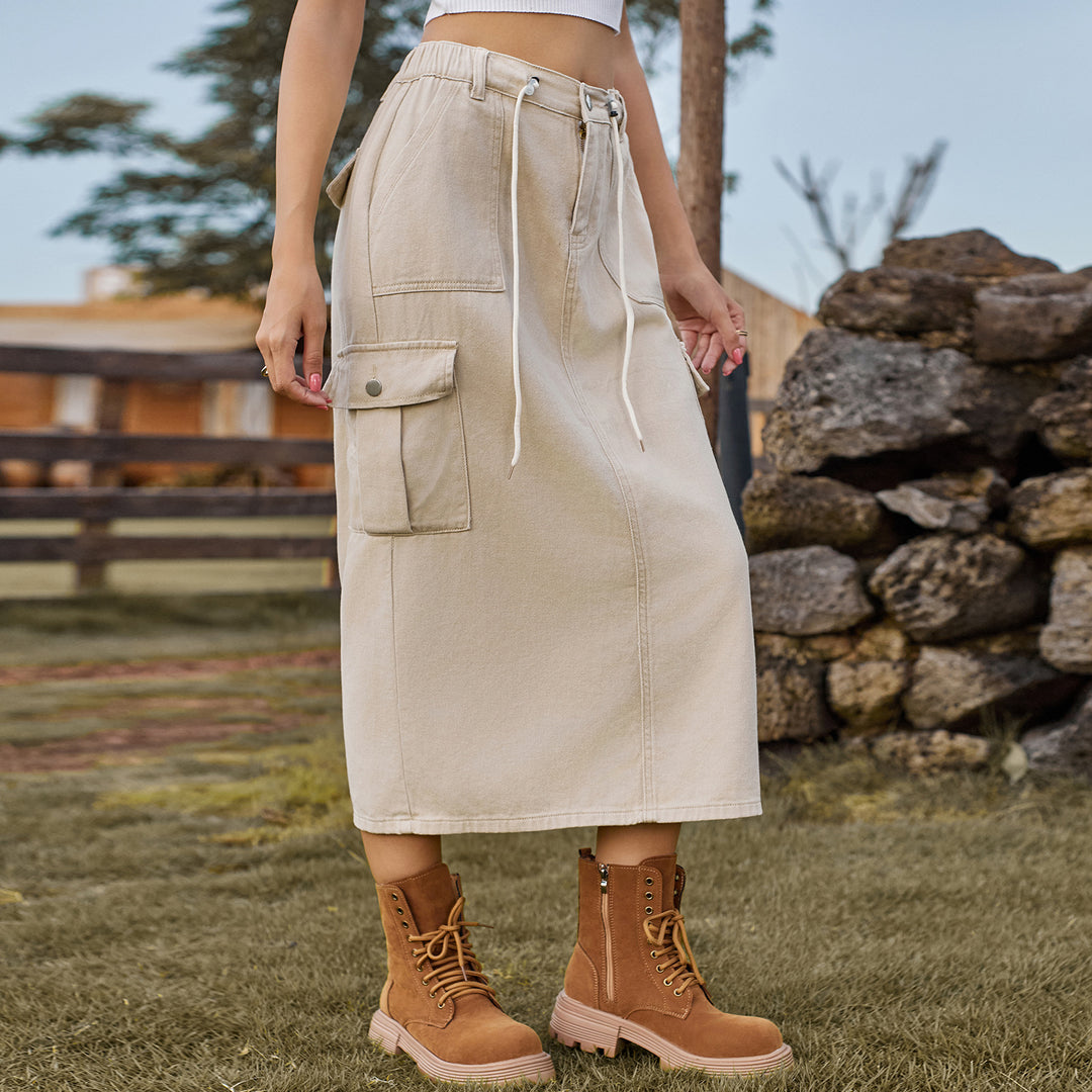 Utility skirt for women with adjustable waist and practical cargo pockets Lune London