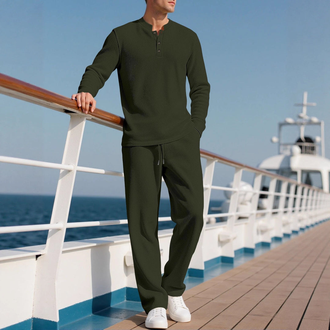 Men's Comfortable Long Sleeve Hoodie with Trendy Button Placket and Elastic Hem Finish Lune London