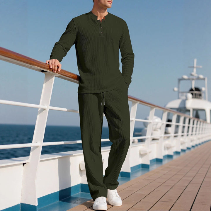 Men's Comfortable Long Sleeve Hoodie with Trendy Button Placket and Elastic Hem Finish Lune London