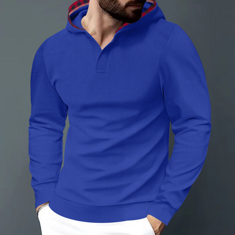 Trendy long sleeve shirt for men with hoodie and textured design Lune London