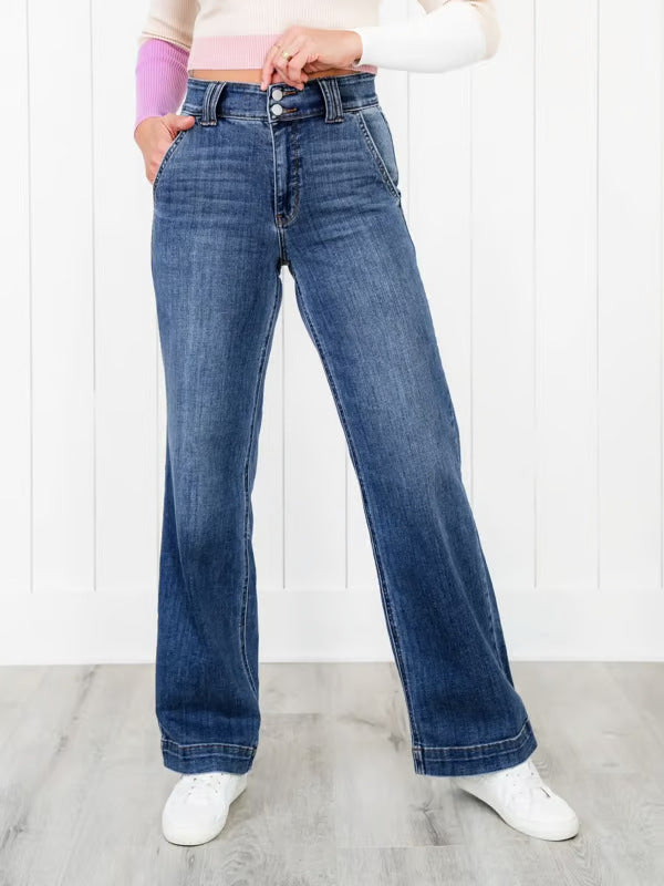 Jeans larges taille haute pour femmes avec coupe confortable Chic & Stil
