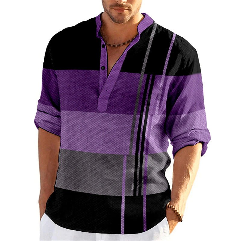 Lune London Casual Striped Popover Shirt for Men