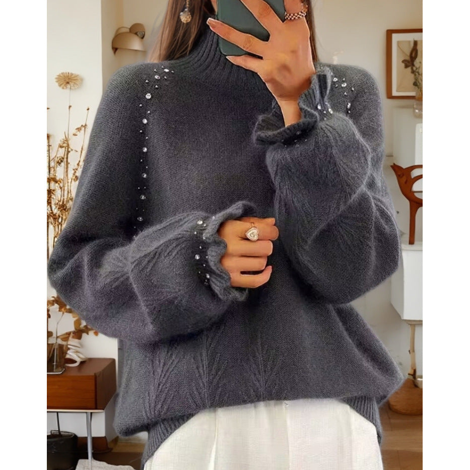 Sweater for women with elegant turtleneck and sparkling details Lune London