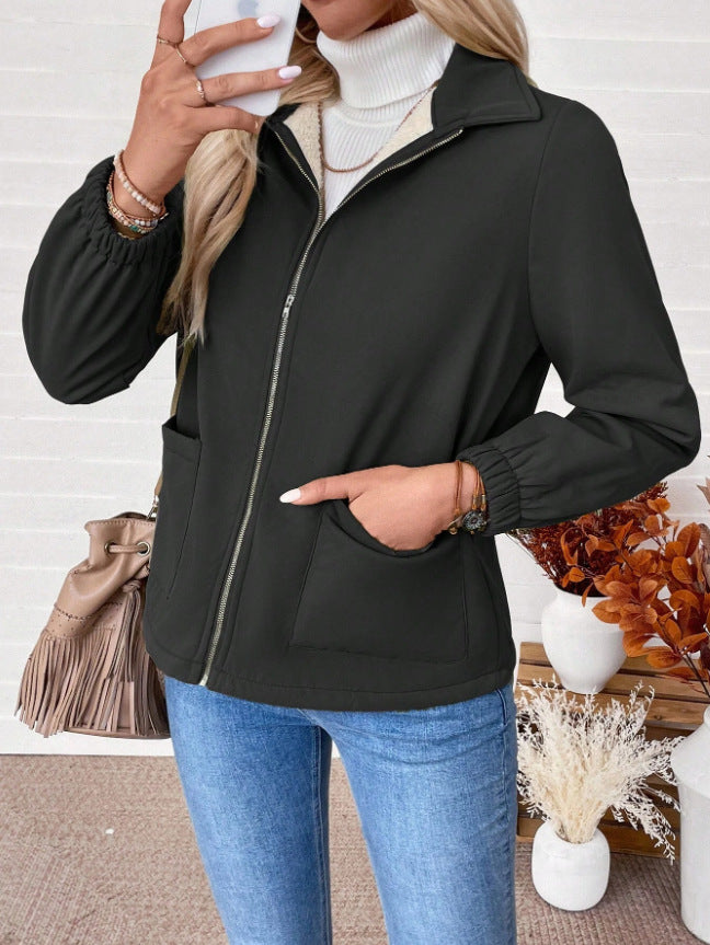 Casual zip-up jacket for women with practical side pockets and elastic cuffs Lune London