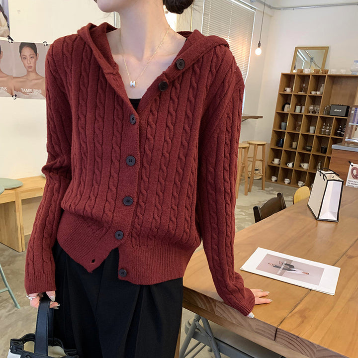 Gilet pour femmes avec capuche et détail de bouton Chic & Stil