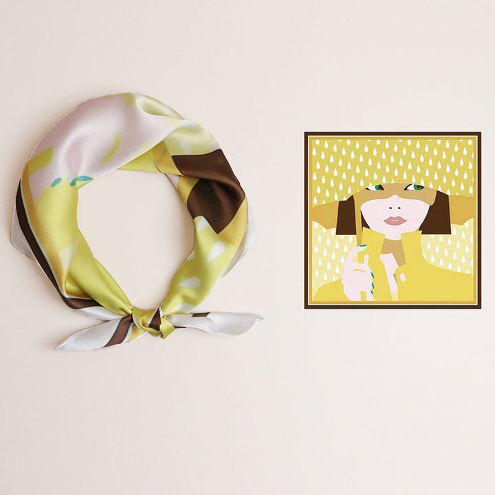 Ladies Silk Scarf with Modern Graphic Design and Luxurious Shine Lune London