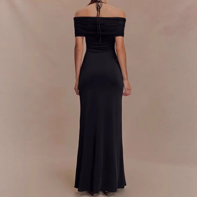 Ladies Elegant Maxi Dress with Chic Refined Shoulder Design and Style