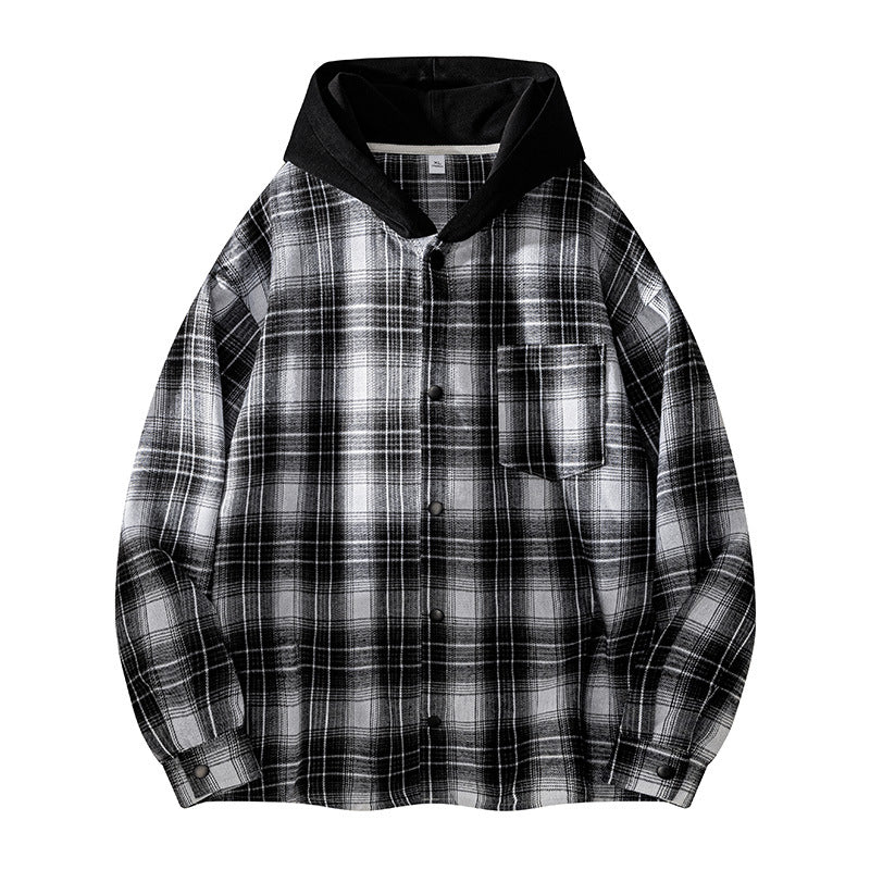 Casual men's jacket with lined hood and checked pattern Lune London