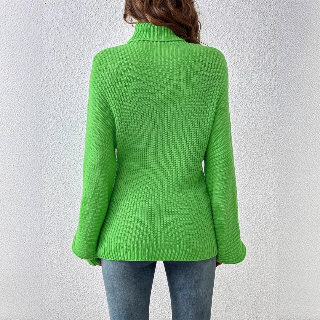 Ladies Comfortable Turtleneck Sweater with Textured Design Lune London