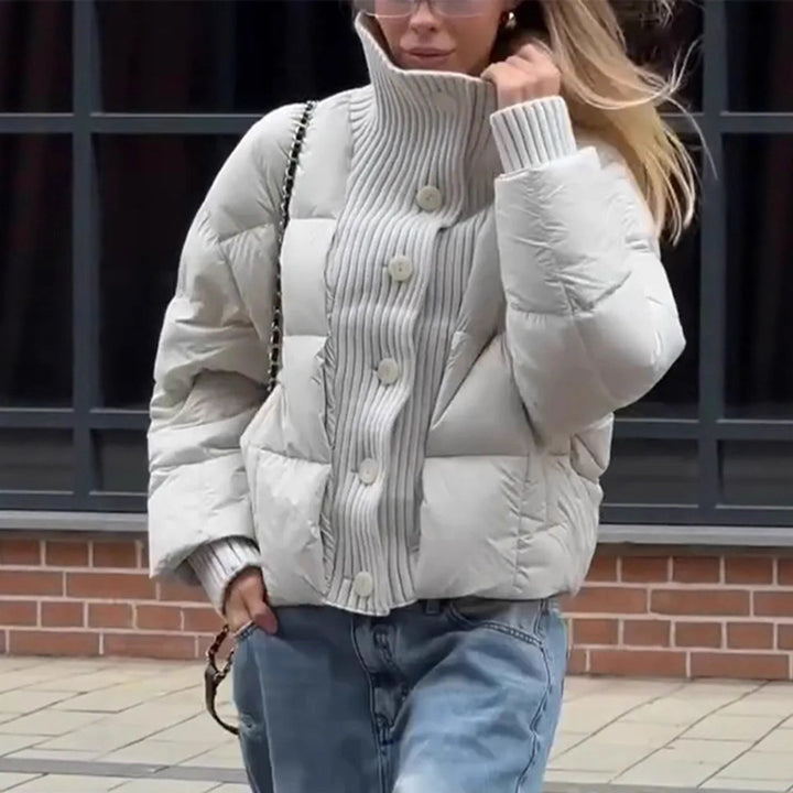 Quilted jacket for women with a voluminous collar and practical button details Lune London