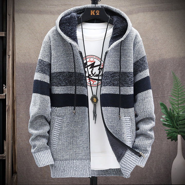 Men's knit jacket with hood and pockets Lune London