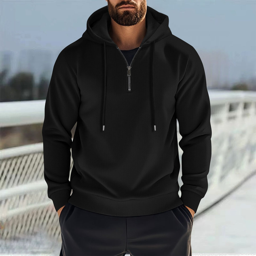 Men's sporty hoodie with half-zip and practical pockets Lune London