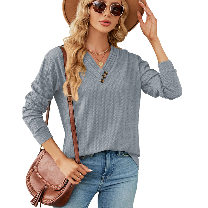 Woman V-neck trendy pull top with structure Lune London