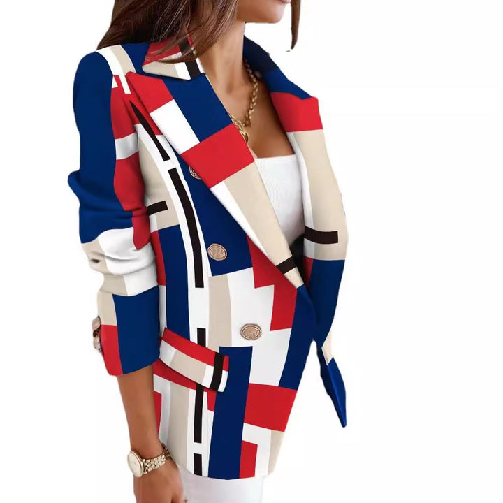 Women's stylish blazer with zebra pattern and double row of buttons Lune London
