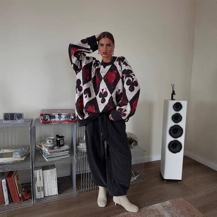 Oversized sweater for women with creative patterns and a wide fit Lune London