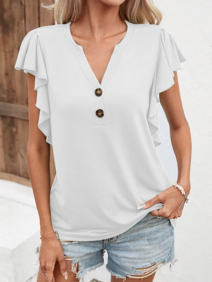 Blouse for women with ruffle details and button closure Lune London