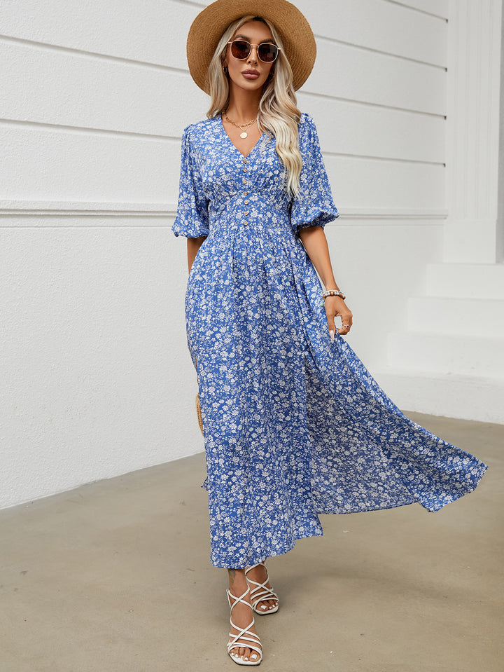 Lune London Floral print maxi dress with button closure for women