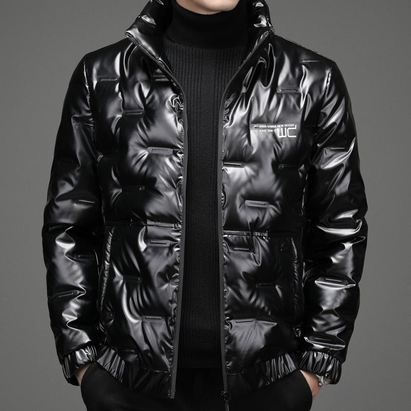 Shiny quilted jacket for men with high collar Lune London