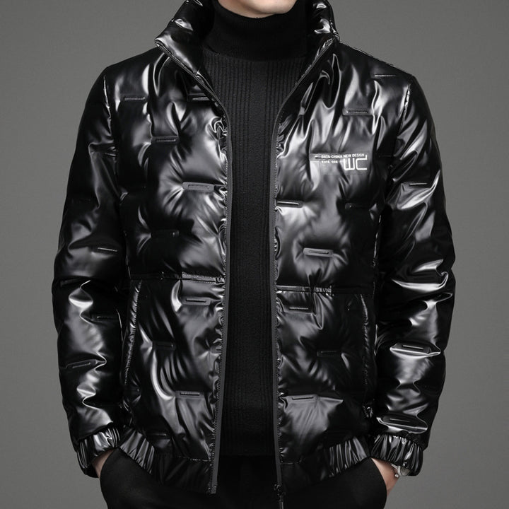 Shiny quilted jacket for men with high collar Lune London