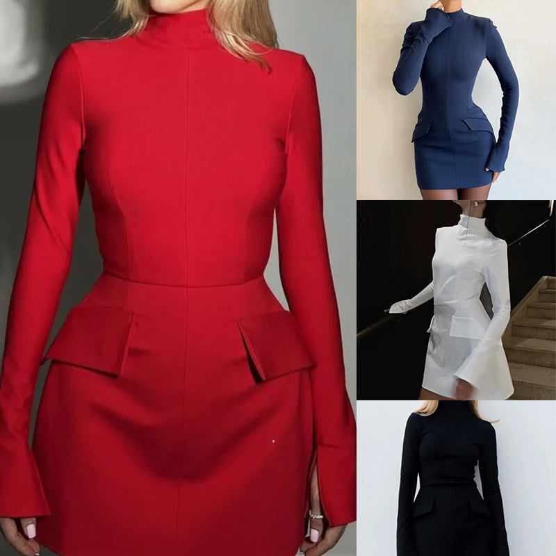 Robe élégante pour femme avec col haut et poches Chic & Stil