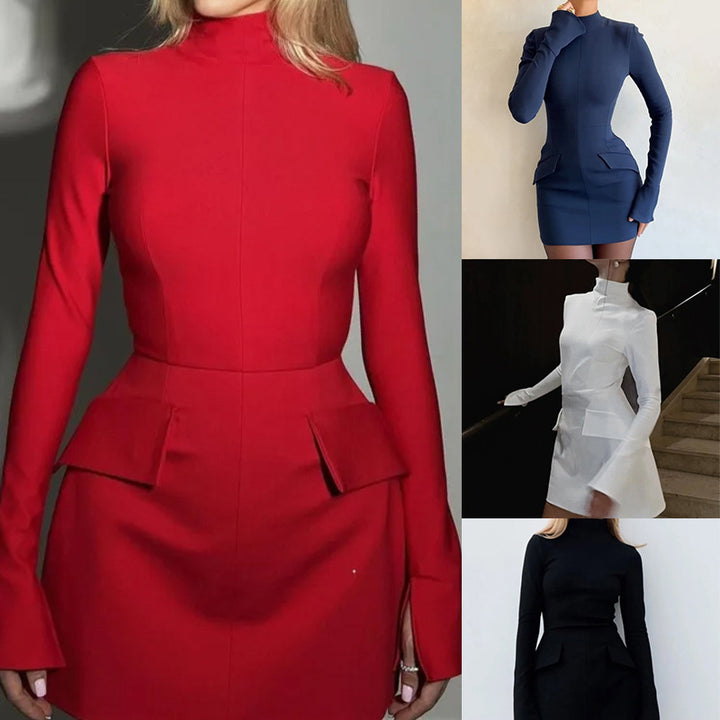 Robe élégante pour femme avec col haut et poches Chic & Stil