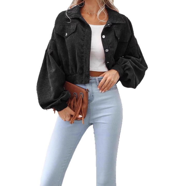 Corduroy jacket for ladies with voluminous sleeves and button details Lune London
