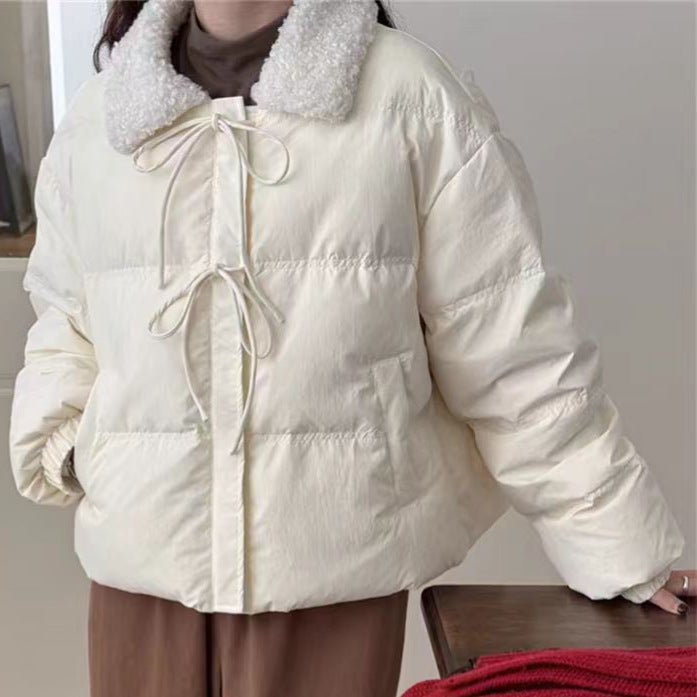 Ladies trendy quilted jacket with plush collar and practical pockets Lune London