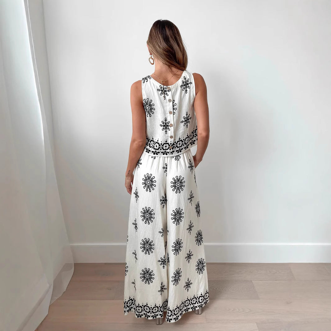 Women Two-Piece Set with Airy Fit and Artistic Embroidery
