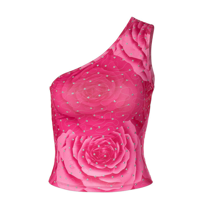 Women's asymmetrical bustier with floral pattern and rhinestone details Lune London