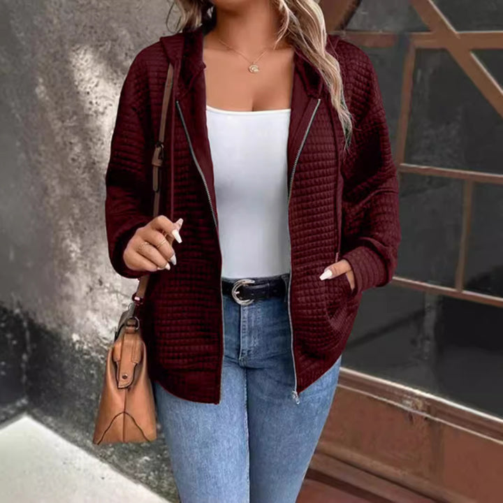Quilted jacket for women with hood and zipper Lune London
