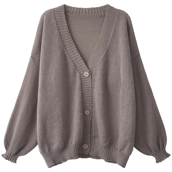 Ladies Cozy Knit Pullover with Voluminous Sleeves and Button Details Lune London