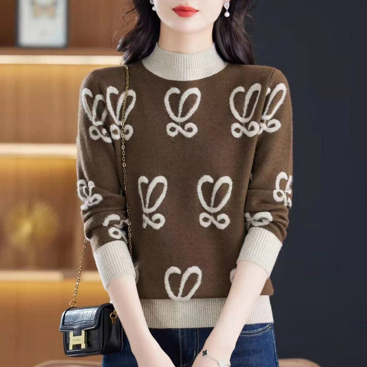 Sweatshirt pour femmes avec motifs contrastés et encolure ronde Chic & Stil